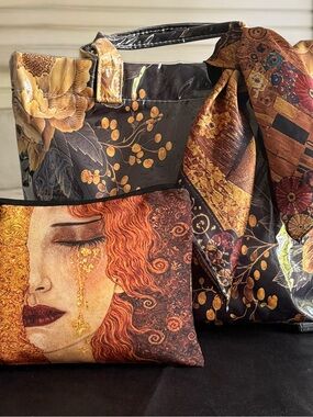 Art Nouveau Symbolist Style Handbag Set Inspired By Gustav Klimt.